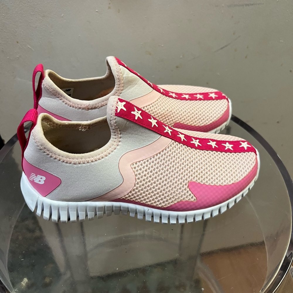 New Balance Kids' Pink and White Slip-On Sneakers